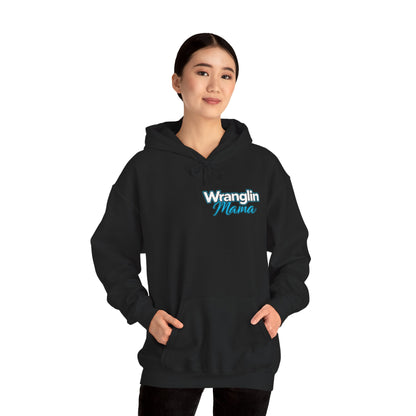 Wranglin Mama Hoodie - Western Cow Skull & Leopard Print Pullover for Cowgirl Moms