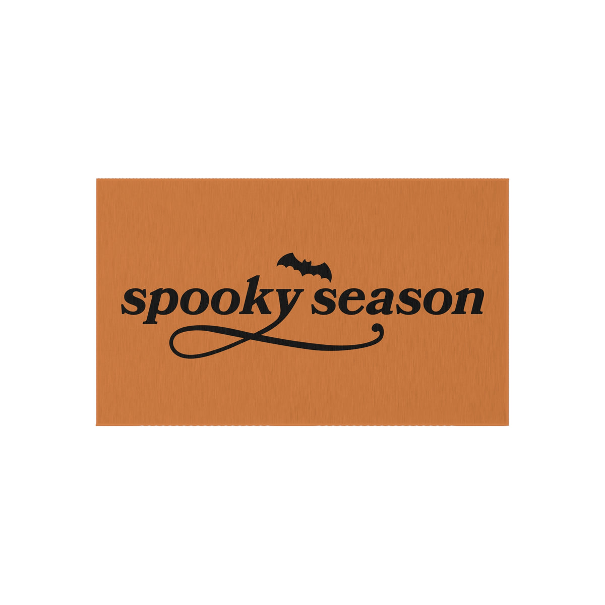 Outdoor Rug — "Spooky Season" Halloween Doormat (Orange with Bat)