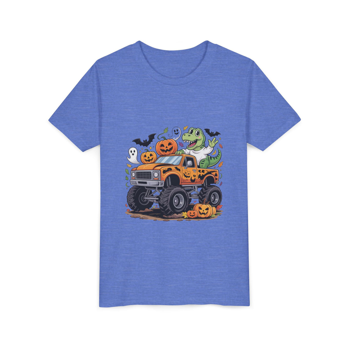 Kids Halloween Monster Truck Tee - Cute Pumpkin, Ghost & Dinosaur Truck Design