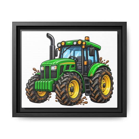 Framed Tractor Matte Canvas Print — Kids' Farm Wall Art