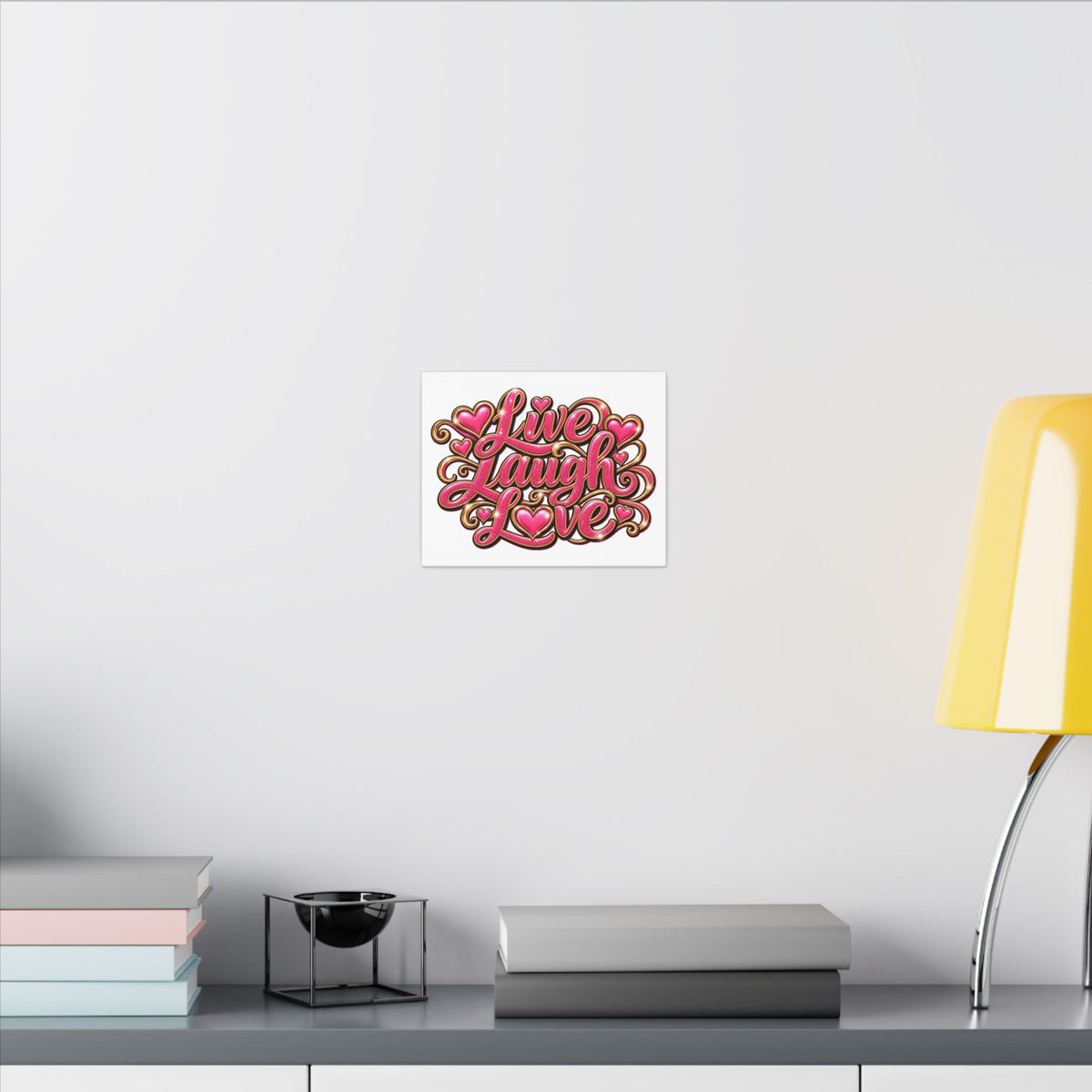 Live Laugh Love Pink Heart Canvas Wall Art
