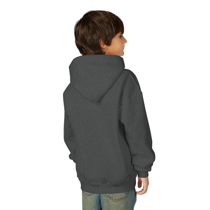 Youth Halloween Hoodie — 'Happy Halloween' Skeleton Riding Dinosaur Kids Sweatshirt
