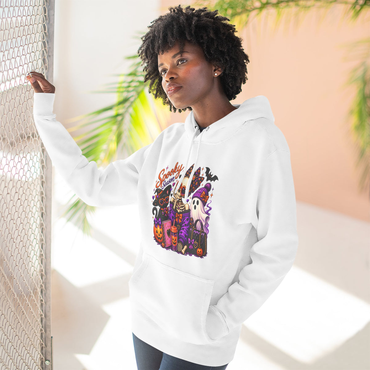 Halloween Ghost Crew Hoodie — 'Spooky Season' Cute Haunted Pumpkin Design