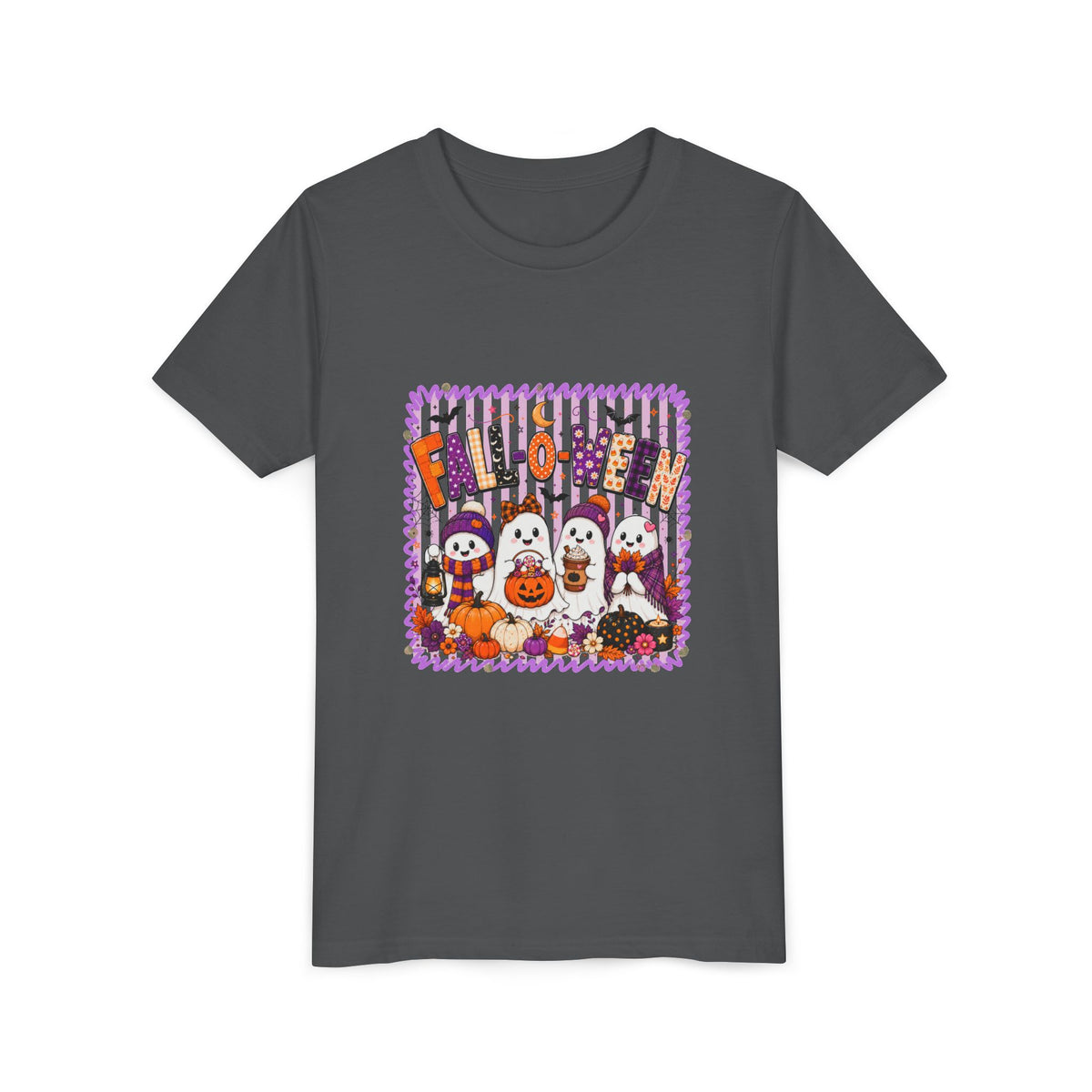Kids Halloween T‑Shirt — Cute Ghosts & Pumpkins “Halloween” Graphic