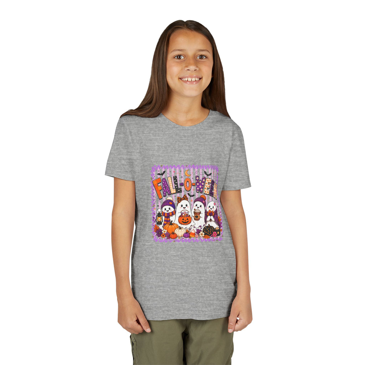 Kids Halloween T‑Shirt — Cute Ghosts & Pumpkins “Halloween” Graphic