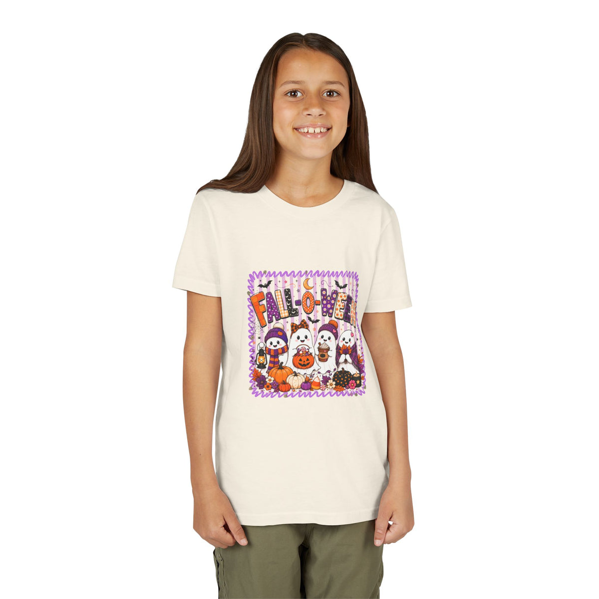 Kids Halloween T‑Shirt — Cute Ghosts & Pumpkins “Halloween” Graphic