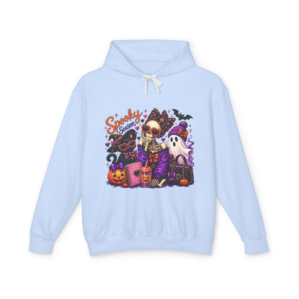 Halloween Skeleton & Pets Hoodie — "Spooky Season" Graphic Sweatshirt