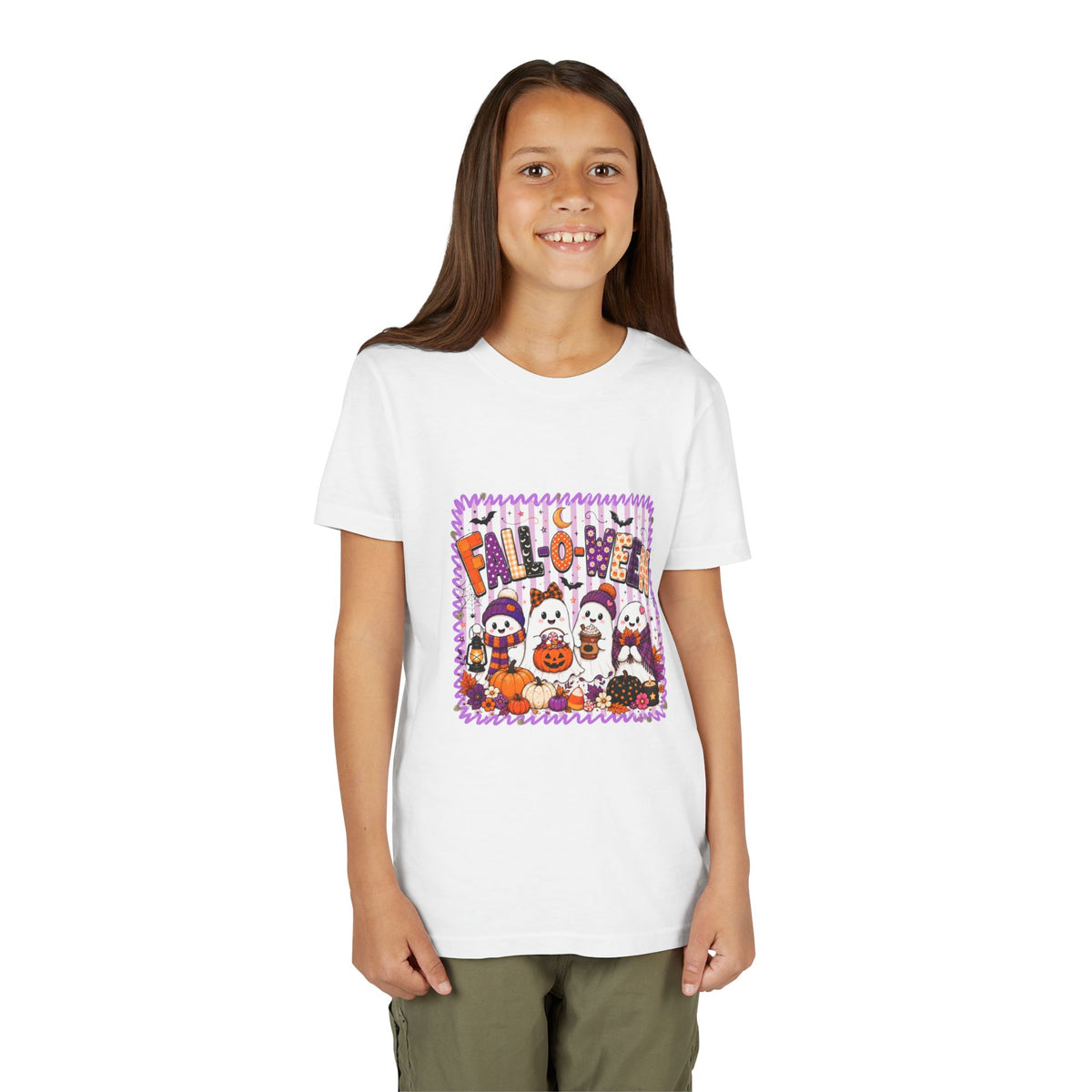 Kids Halloween T‑Shirt — Cute Ghosts & Pumpkins “Halloween” Graphic