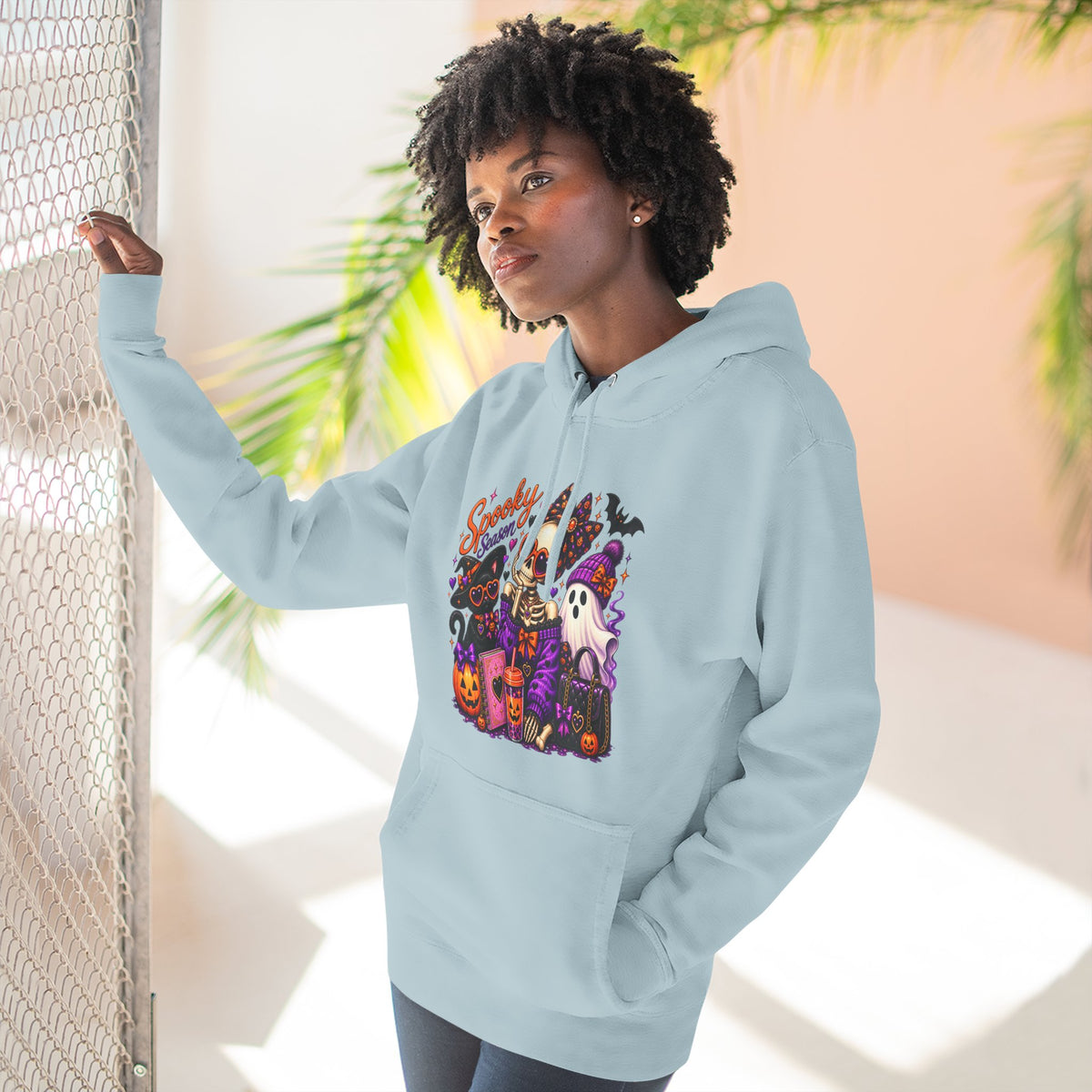 Halloween Ghost Crew Hoodie — 'Spooky Season' Cute Haunted Pumpkin Design