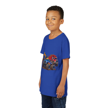 Kids Construction Trucks Tee — Monster Dump Truck & Excavator Graphic Youth Shirt