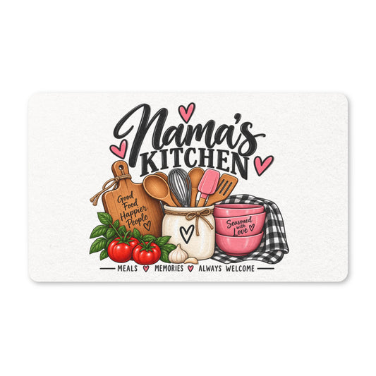 Doormat — Mama's Kitchen Decorative Polyester Welcome Mat (Meals • Memories • Always Welcome)
