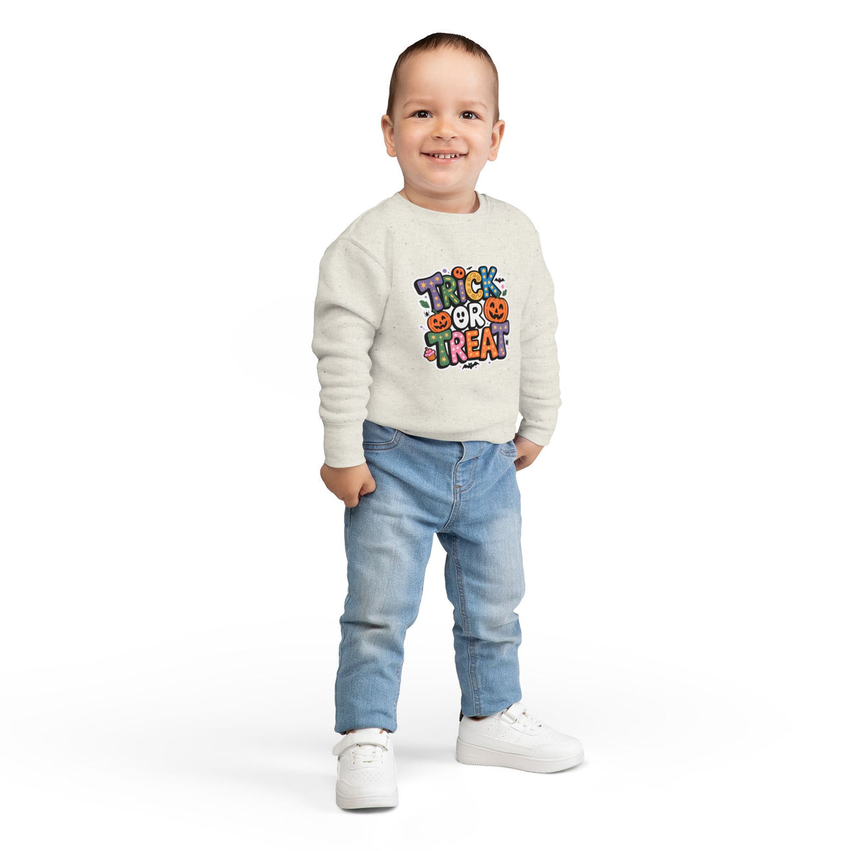 Toddler Sweatshirt - Cute "Trick or Treat" Halloween Pullover with Pumpkins