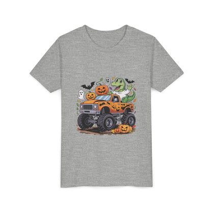 Kids Halloween Monster Truck Tee - Cute Pumpkin, Ghost & Dinosaur Truck Design