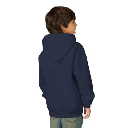 Youth Halloween Hoodie — 'Happy Halloween' Skeleton Riding Dinosaur Kids Sweatshirt
