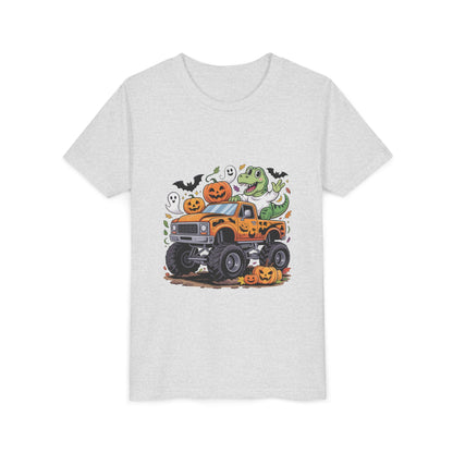 Kids Halloween Monster Truck Tee - Cute Pumpkin, Ghost & Dinosaur Truck Design