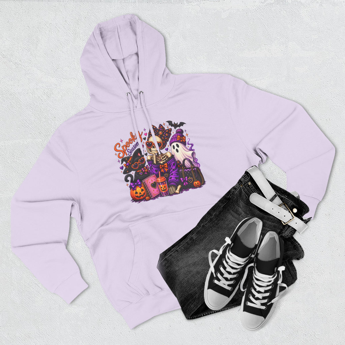 Halloween Ghost Crew Hoodie — 'Spooky Season' Cute Haunted Pumpkin Design
