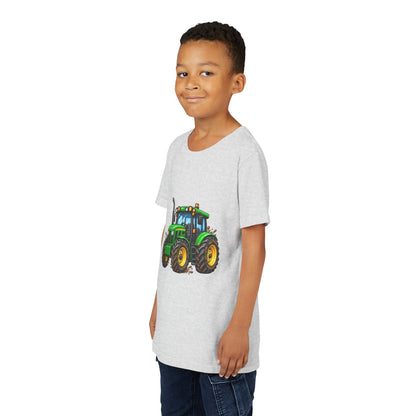 Kids Green Tractor T‑Shirt — Youth Farm Tractor Tee
