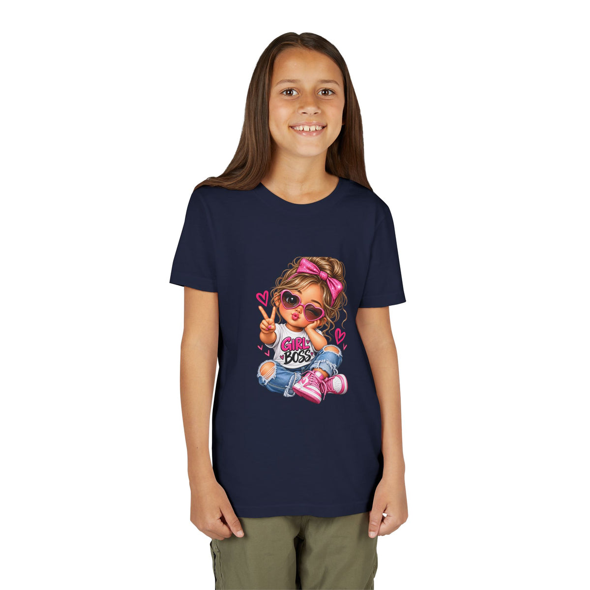 Girl Boss Youth Tee — Cute Cartoon Girl Graphic Shirt