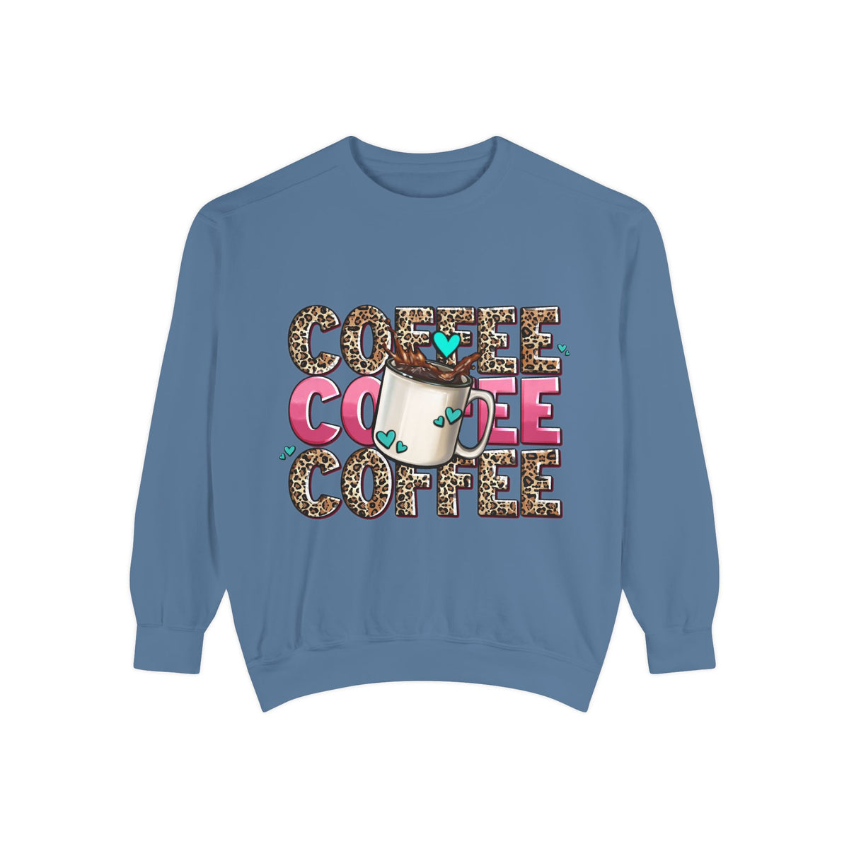 Coffee Leopard Print Sweatshirt — Cute Mug Graphic Coffee Lover Pullover