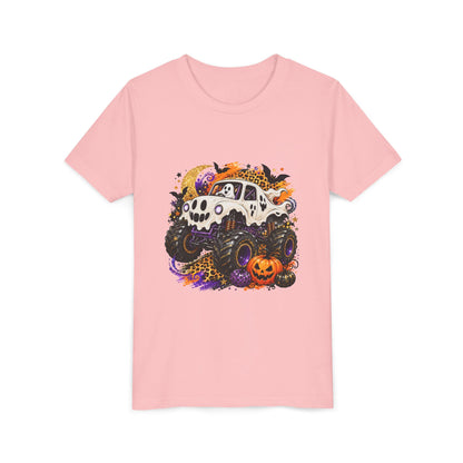 Kids Halloween Monster Truck Tee — Spooky Skull Van with Pumpkin Graphic