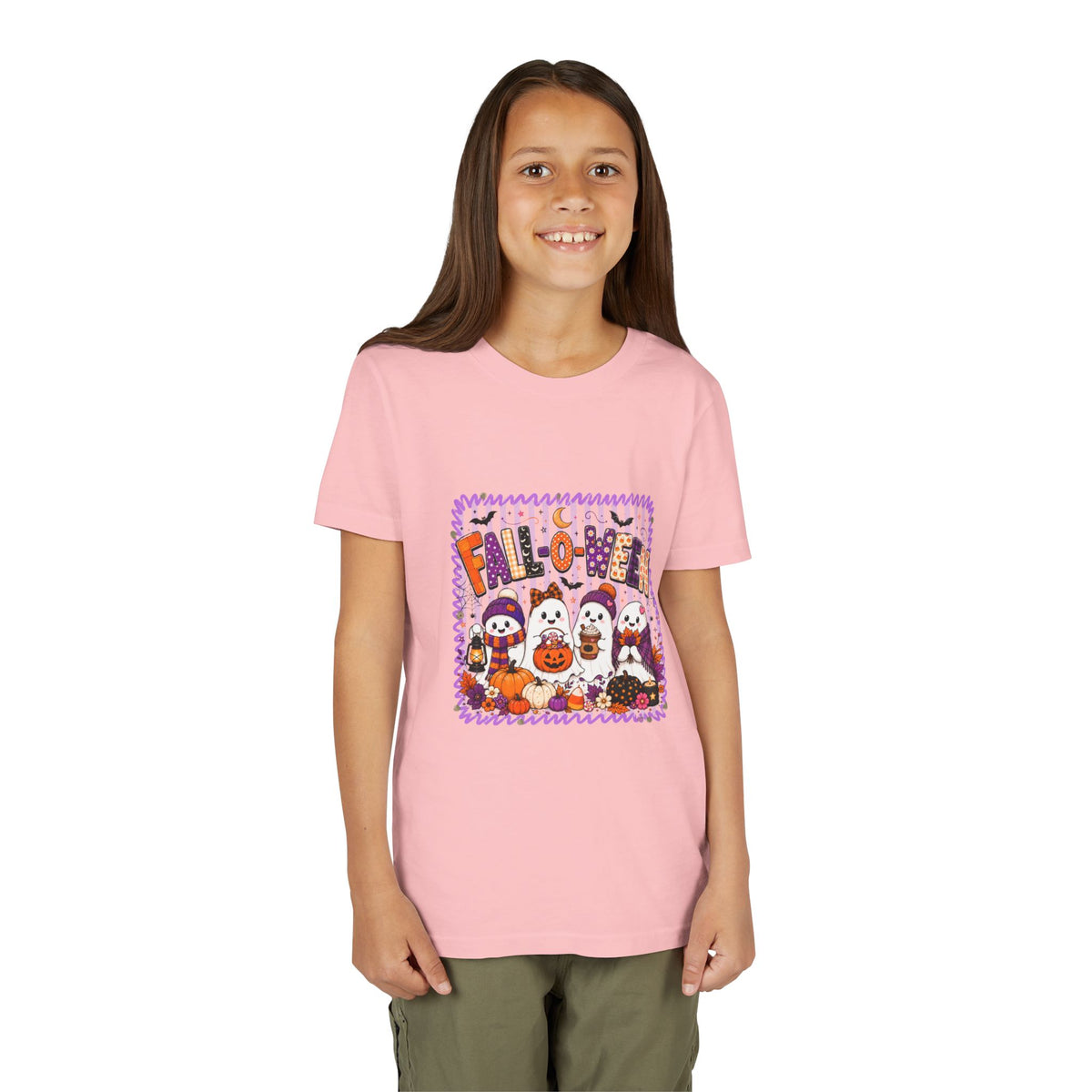 Kids Halloween T‑Shirt — Cute Ghosts & Pumpkins “Halloween” Graphic