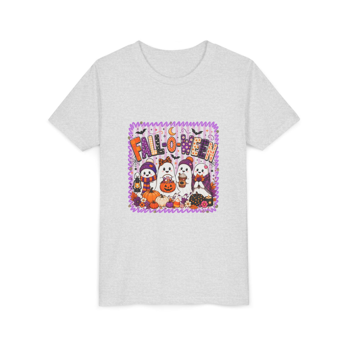 Kids Halloween T‑Shirt — Cute Ghosts & Pumpkins “Halloween” Graphic