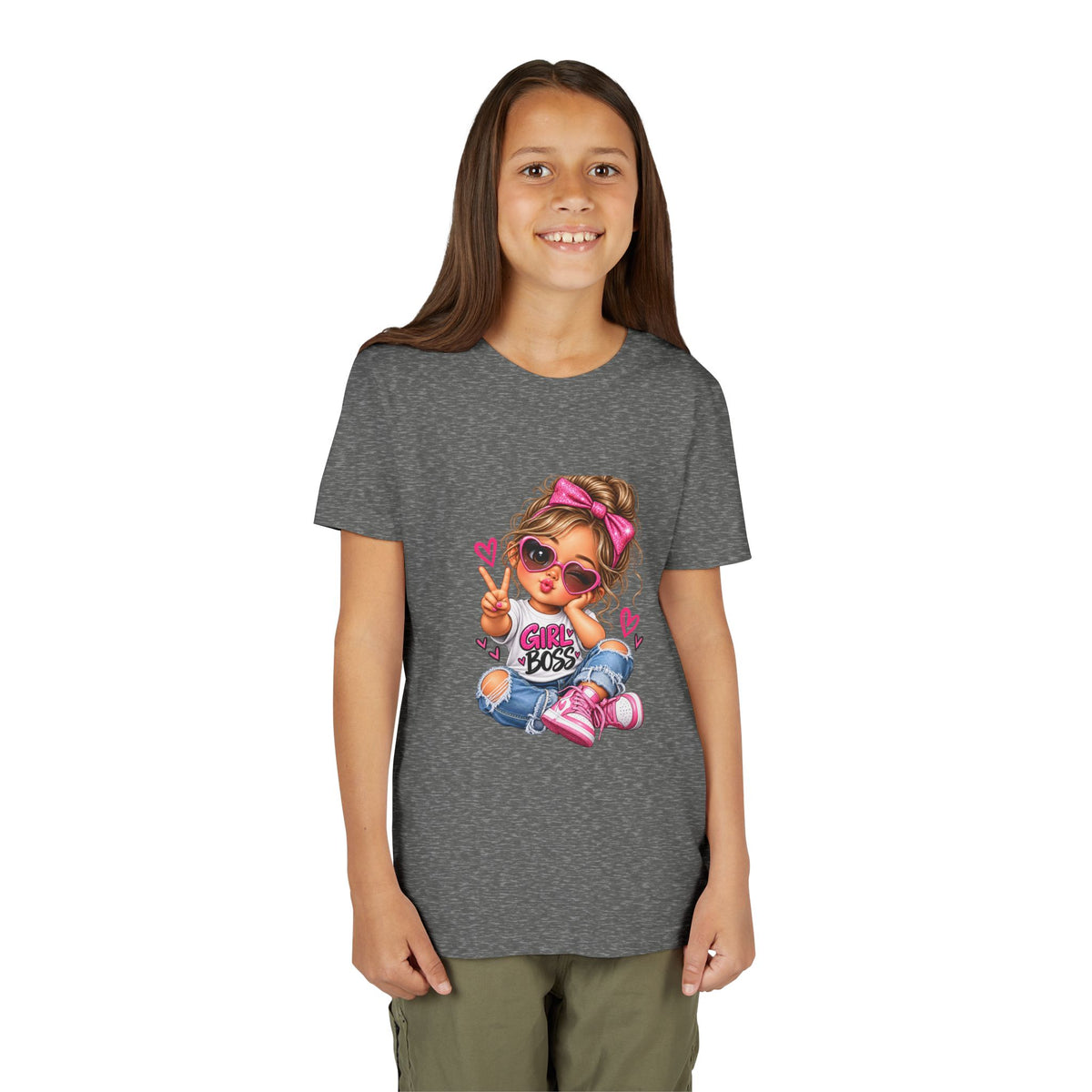 Girl Boss Youth Tee — Cute Cartoon Girl Graphic Shirt