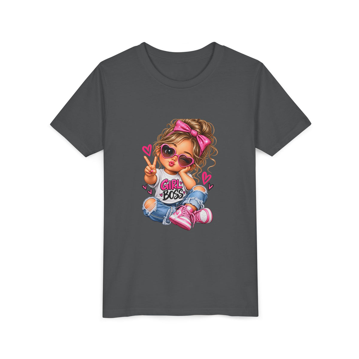 Girl Boss Youth Tee — Cute Cartoon Girl Graphic Shirt