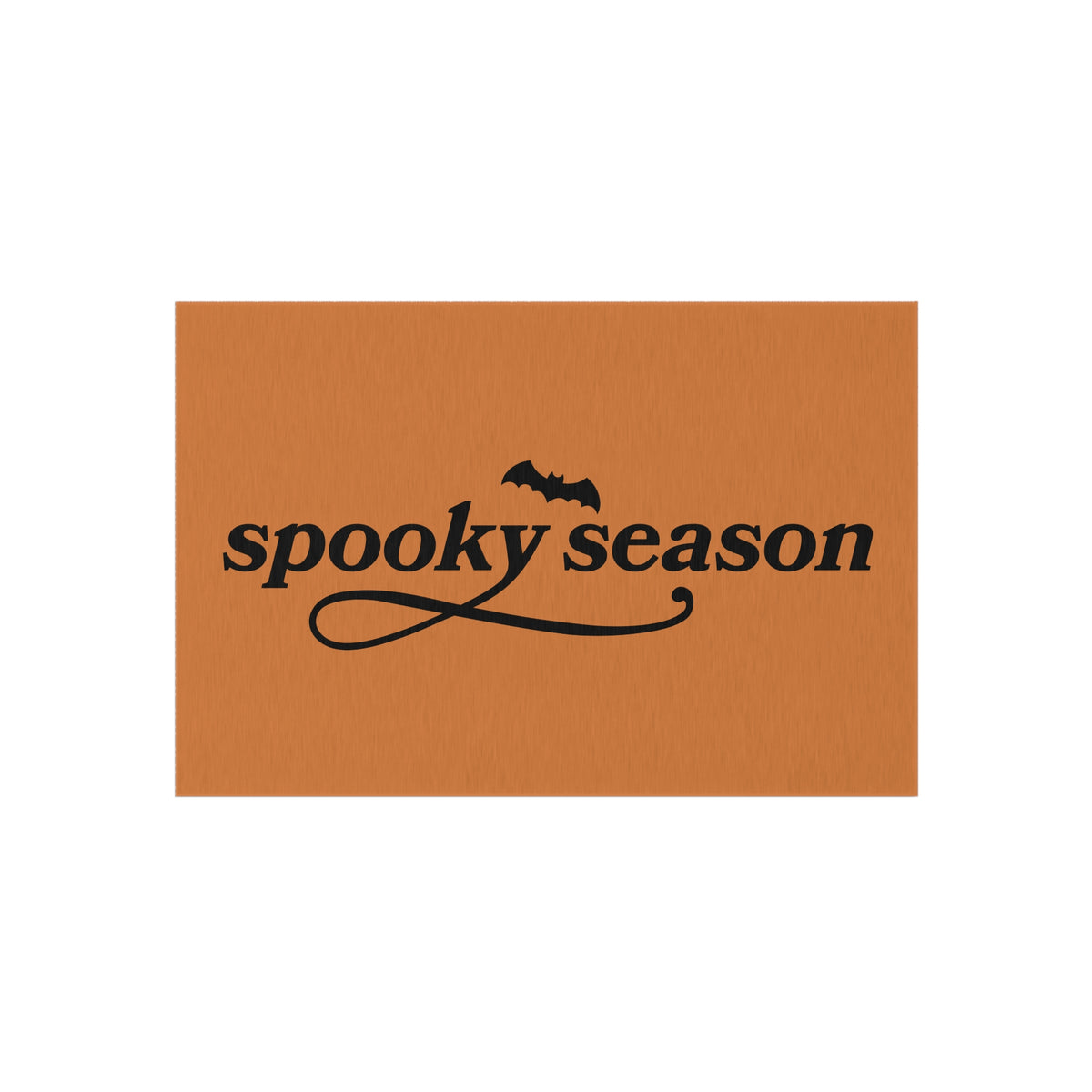 Outdoor Rug — "Spooky Season" Halloween Doormat (Orange with Bat)