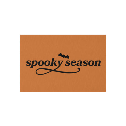 Outdoor Rug — "Spooky Season" Halloween Doormat (Orange with Bat)