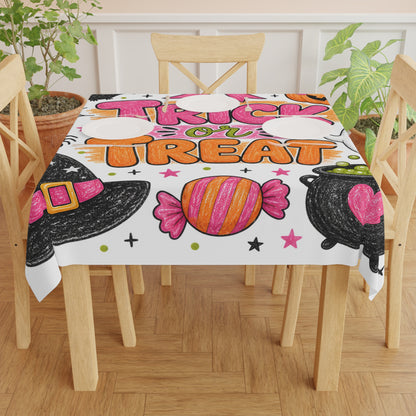 Halloween 'Trick or Treat' Tablecloth — Cute Pink Candy Ghost Pumpkin Design