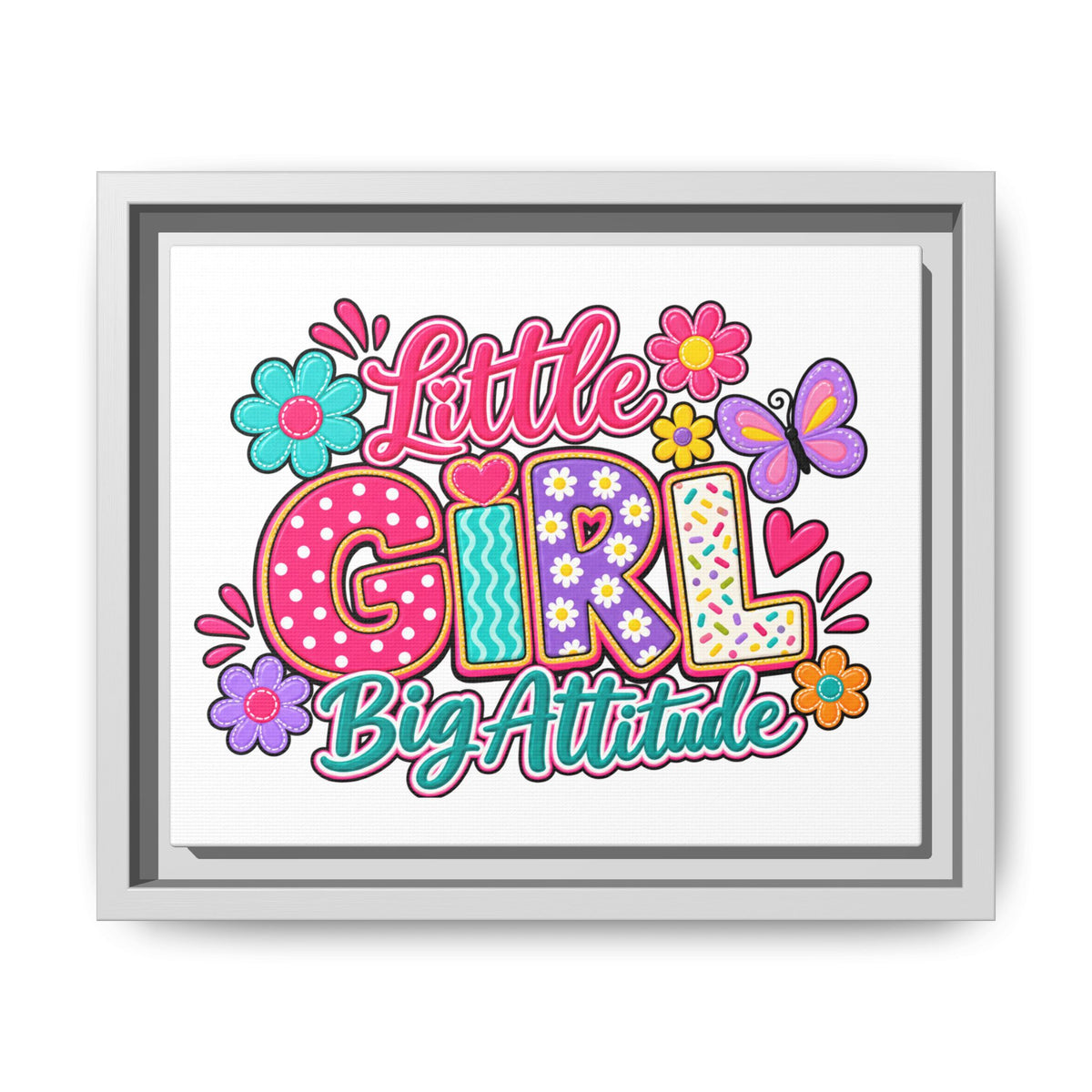 Framed Matte Canvas "Little Girl, Big Attitude" — Colorful Kids Wall Art