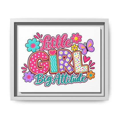 Framed Matte Canvas "Little Girl, Big Attitude" — Colorful Kids Wall Art