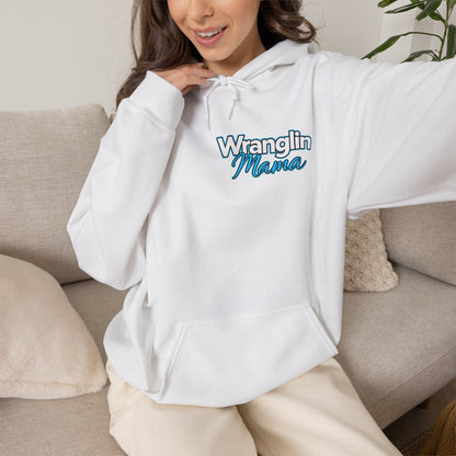 Wranglin Mama Hoodie - Western Cow Skull & Leopard Print Pullover for Cowgirl Moms