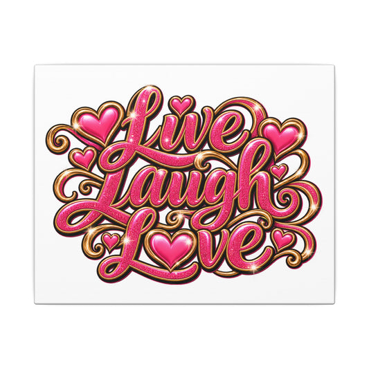 Live Laugh Love Pink Heart Canvas Wall Art