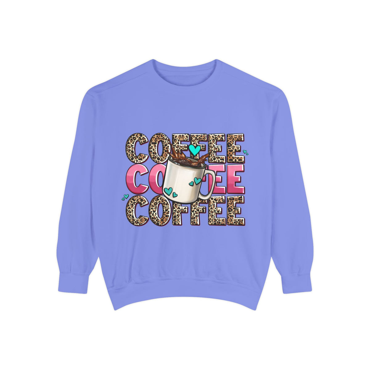 Coffee Leopard Print Sweatshirt — Cute Mug Graphic Coffee Lover Pullover
