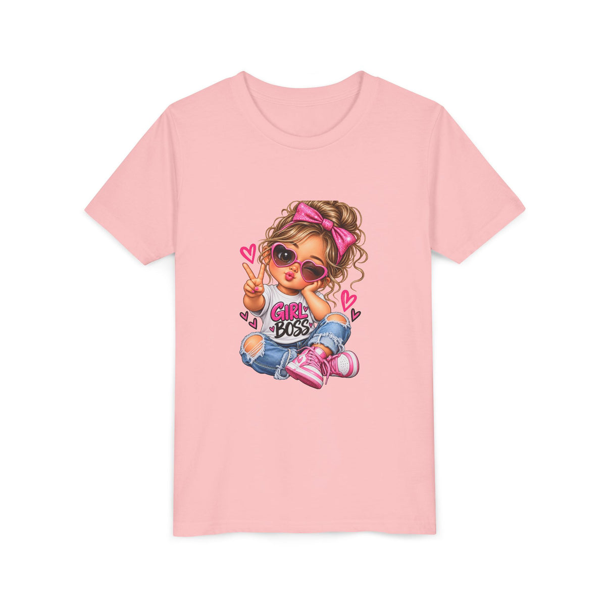 Girl Boss Youth Tee — Cute Cartoon Girl Graphic Shirt