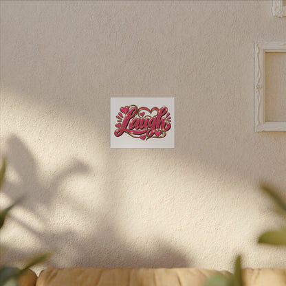 Laugh Pink Heart Canvas Wall Art — Glitter Script Inspirational Decor