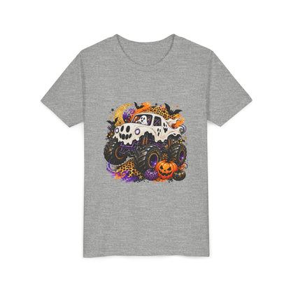 Kids Halloween Monster Truck Tee — Spooky Skull Van with Pumpkin Graphic