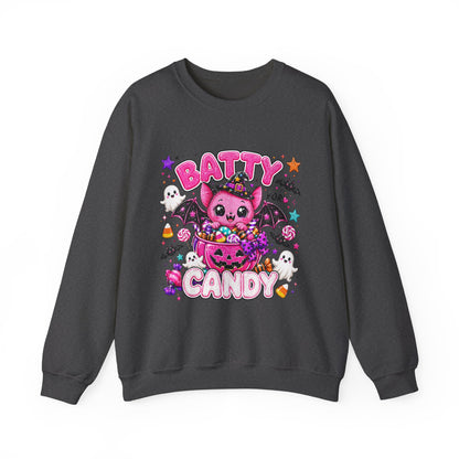 Batty for Candy Sweatshirt — Cute Pink Halloween Bat Crewneck