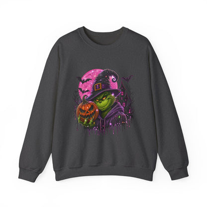 Witchy Pumpkin Crewneck Sweatshirt – Funky Green Witch Halloween Sweatshirt