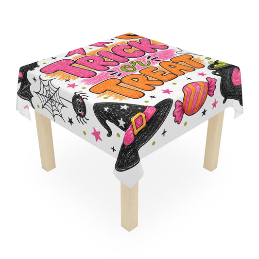 Halloween 'Trick or Treat' Tablecloth — Cute Pink Candy Ghost Pumpkin Design