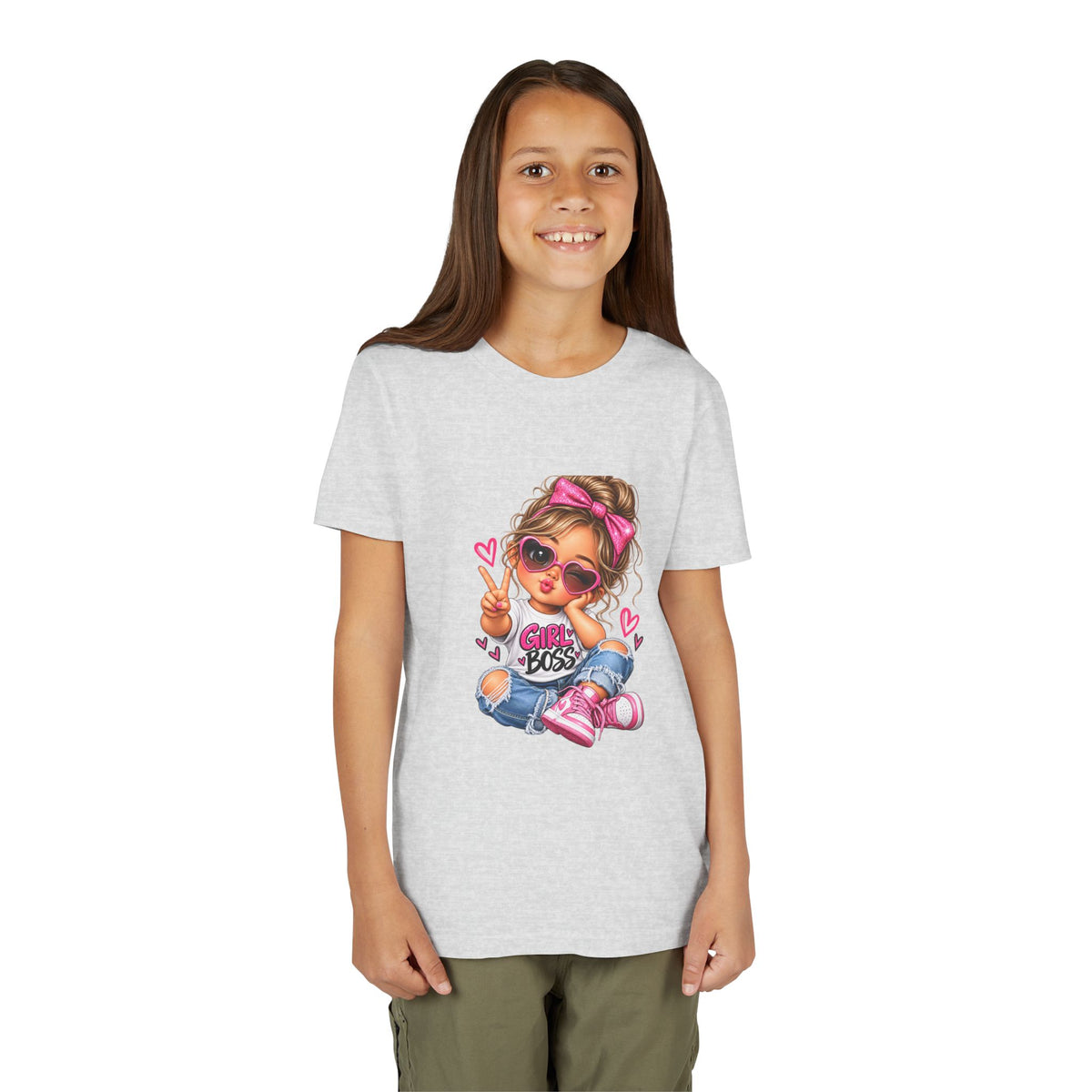 Girl Boss Youth Tee — Cute Cartoon Girl Graphic Shirt