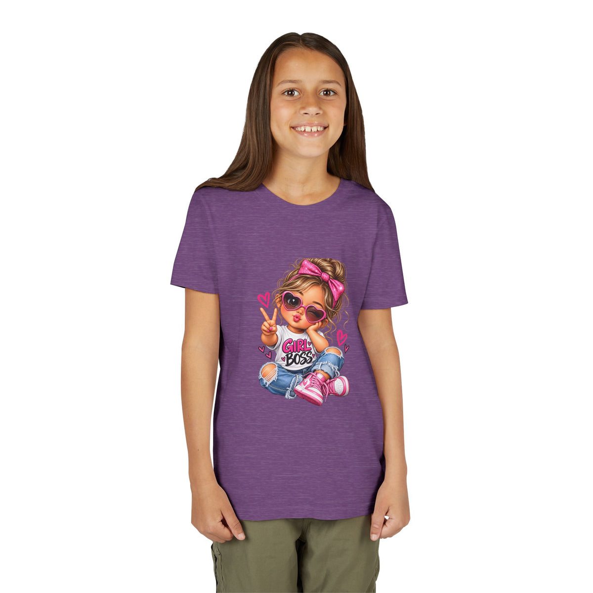 Girl Boss Youth Tee — Cute Cartoon Girl Graphic Shirt