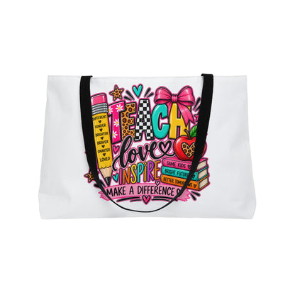 Weekender Tote Bag — "Teach, Love, Inspire" Teacher Appreciation Canvas Tote